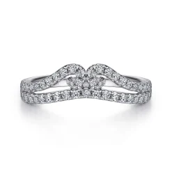 Clearance Gabriel & Co. Cenza - Curved 14K White Gold Twisted Diamond Anniversary Band - 0.45 ct
