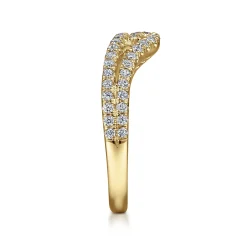 Sale Gabriel & Co. Cenza - Curved 14K Yellow Gold Twisted Diamond Anniversary Band - 0.45 ct