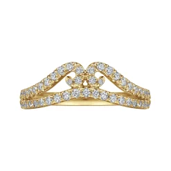 Sale Gabriel & Co. Cenza - Curved 14K Yellow Gold Twisted Diamond Anniversary Band - 0.45 ct