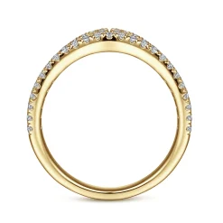 Sale Gabriel & Co. Cenza - Curved 14K Yellow Gold Twisted Diamond Anniversary Band - 0.45 ct