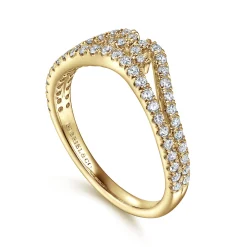 Sale Gabriel & Co. Cenza - Curved 14K Yellow Gold Twisted Diamond Anniversary Band - 0.45 ct