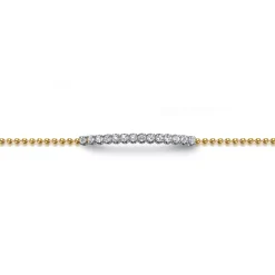 New Gabriel & Co. Chain Bracelet Bar 14K White and Yellow Gold White Sapphire Bujukan
