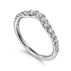 Sale Gabriel & Co. Chambery - Curved 14K White Gold French Pave Diamond Wedding Band - 0.5 ct