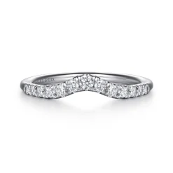 Best Gabriel & Co. Chambery - Curved 14K White Gold French Pave Diamond Wedding Band - 0.25 ct