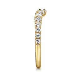 Best Gabriel & Co. Chambery - Curved 14K Yellow Gold French Pave Diamond Wedding Band - 0.5 ct