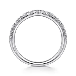 New Gabriel & Co. Chambery - Curved Platinum French Pave Diamond Wedding Band - 0.5 ct