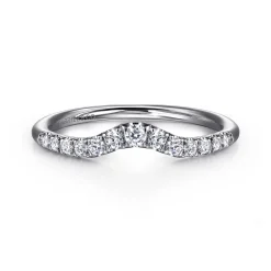 Sale Gabriel & Co. Chambery - Curved Platinum French Pave Diamond Wedding Band - 0.25 ct