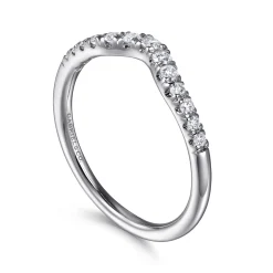 Sale Gabriel & Co. Chambery - Curved Platinum French Pave Diamond Wedding Band - 0.25 ct