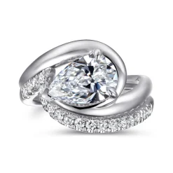 Sale Gabriel & Co. Chapelle - 14K White Gold Bypass Pear Shape Diamond Engagement Ring