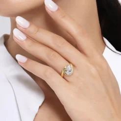 Online Gabriel & Co. Chapelle - 14K Yellow Gold Bypass Pear Shape Diamond Engagement Ring