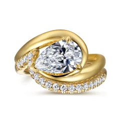 Online Gabriel & Co. Chapelle - 14K Yellow Gold Bypass Pear Shape Diamond Engagement Ring