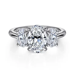 Gabriel & Co. Charisa - 14K White Gold Oval Three Stone Diamond Engagement Ring