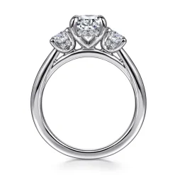 Gabriel & Co. Charisa - 14K White Gold Oval Three Stone Diamond Engagement Ring