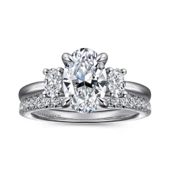 Clearance Gabriel & Co. Charisa - 14K White Gold Oval Three Stone Diamond Engagement Ring
