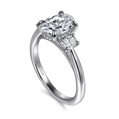 Clearance Gabriel & Co. Charisa - 14K White Gold Oval Three Stone Diamond Engagement Ring
