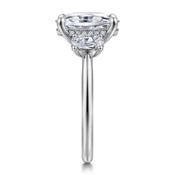 Discount Gabriel & Co. Charisa - 14K White Gold Oval Three Stone Diamond Engagement Ring