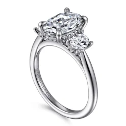 Outlet Gabriel & Co. Charisa - 14K White Gold Three Stone Oval Diamond Engagement Ring