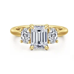 Outlet Gabriel & Co. Charisa - 14K Yellow Gold Emerald Cut Three Stone Diamond Engagement Ring