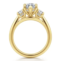 Clearance Gabriel & Co. Charisa - 14K Yellow Gold Marquise Shape Three Stone Diamond Engagement Ring
