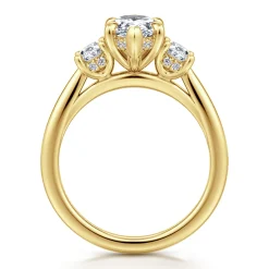 Outlet Gabriel & Co. Charisa - 14K Yellow Gold Pear Shape Three Stone Diamond Engagement Ring