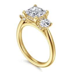 Gabriel & Co. Charisa - 14K Yellow Gold Princess Cut Three Stone Diamond Engagement Ring