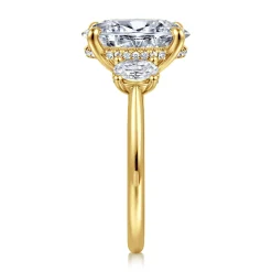 Best Gabriel & Co. Charisa - 14K Yellow Gold Three Stone Oval Diamond Engagement Ring