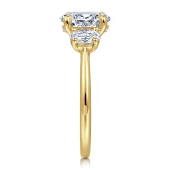Discount Gabriel & Co. Charisa - 14K Yellow Gold Three Stone Oval Diamond Engagement Ring
