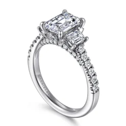 Online Gabriel & Co. Charlene - 14K White Gold Emerald Cut Three Stone Diamond Engagement Ring