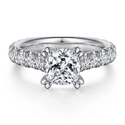 Discount Gabriel & Co. Charleston - 14K White Gold Cushion Cut Diamond Engagement Ring
