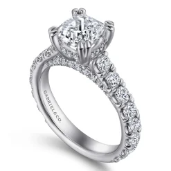 Discount Gabriel & Co. Charleston - 14K White Gold Cushion Cut Diamond Engagement Ring