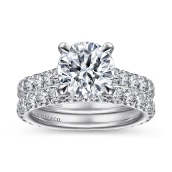 New Gabriel & Co. Charleston - 14K White Gold Round Diamond Engagement Ring