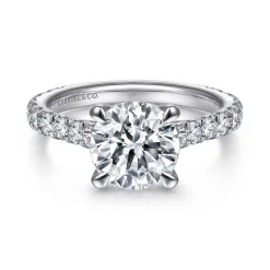 New Gabriel & Co. Charleston - 14K White Gold Round Diamond Engagement Ring