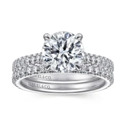 Clearance Gabriel & Co. Charleston - 14K White Gold Round Diamond Engagement Ring