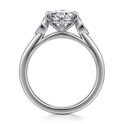 Best Gabriel & Co. Charli - 14K White Gold Bezel Prong Oval Three Stone Diamond Engagement Ring