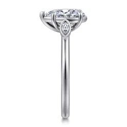 Discount Gabriel & Co. Charli - 14K White Gold Bezel Prong Pear Shape Three Stone Diamond Engagement Ring