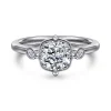 Gabriel & Co. Charli - 14K White Gold Bezel Prong Cushion Cut Three Stone Diamond Engagement Ring