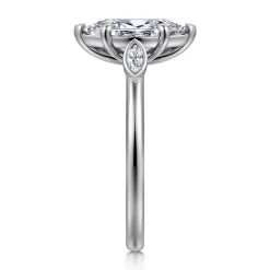 Best Gabriel & Co. Charli - 14K White Gold Bezel Prong Marquise Shape Three Stone Diamond Engagement Ring