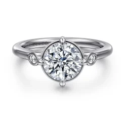 Outlet Gabriel & Co. Charli - 14K White Gold Bezel Prong Round Three Stone Diamond Engagement Ring