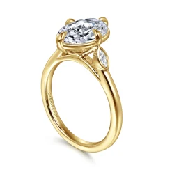 Sale Gabriel & Co. Charli - 14K Yellow Gold Bezel Prong Oval Three Stone Diamond Engagement Ring