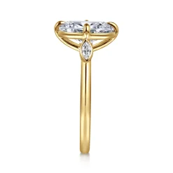 Sale Gabriel & Co. Charli - 14K Yellow Gold Bezel Prong Oval Three Stone Diamond Engagement Ring