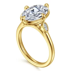 Online Gabriel & Co. Charli - 14K Yellow Gold Bezel Prong Oval Three Stone Diamond Engagement Ring