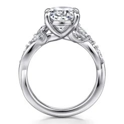 Best Gabriel & Co. Charlina - 14K White Gold Floral Oval Diamond Engagement Ring