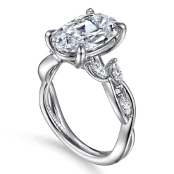 Best Gabriel & Co. Charlina - 14K White Gold Floral Oval Diamond Engagement Ring