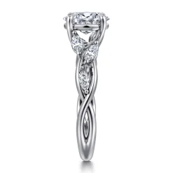 Clearance Gabriel & Co. Charlina - 14K White Gold Floral Oval Diamond Engagement Ring
