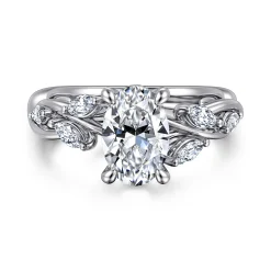 Hot Gabriel & Co. Charlina - 14K White Gold Floral Oval Diamond Engagement Ring