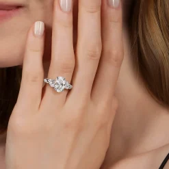 Best Gabriel & Co. Charlina - 14K White Gold Floral Oval Diamond Engagement Ring