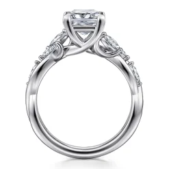 Online Gabriel & Co. Charlina - 14K White Gold Floral Princess Cut Diamond Engagement Ring