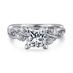 Online Gabriel & Co. Charlina - 14K White Gold Floral Princess Cut Diamond Engagement Ring