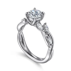 Online Gabriel & Co. Charlina - 14K White Gold Floral Round Diamond Engagement Ring