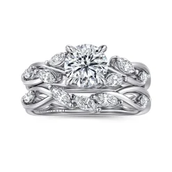Online Gabriel & Co. Charlina - 14K White Gold Floral Round Diamond Engagement Ring